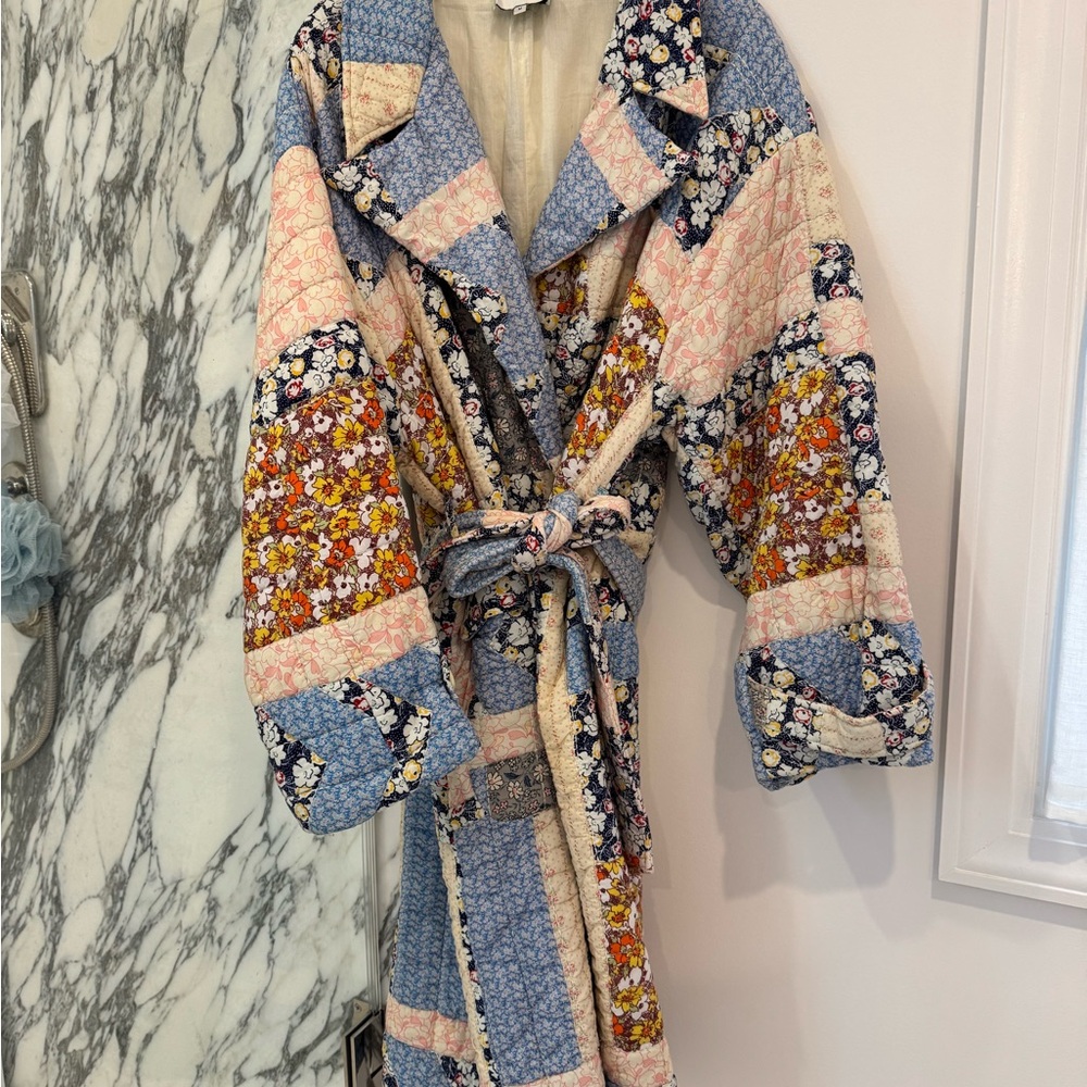 Floral Patchwork Coat - Blue, Pink, Cream